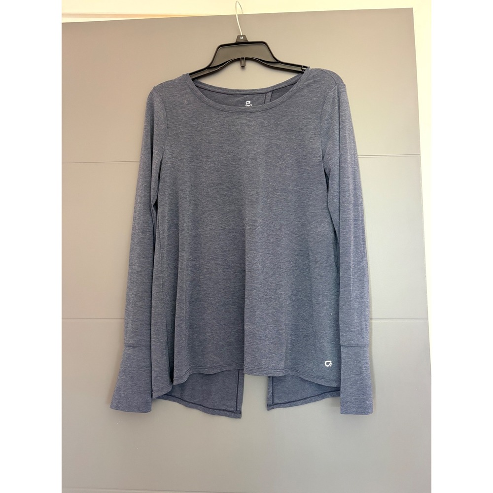 GapFit Breathe Womens Small Blue Heathered Long Sleeve Split Back Thumbhole‎ Top
